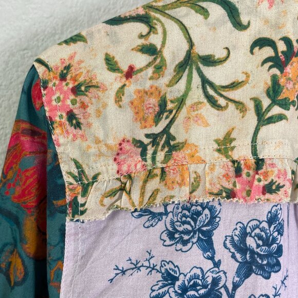 Sundance Womens Large Floral Patchwork Long Sleeve Shirt Button Up Blouse Top - Picture 14 of 14